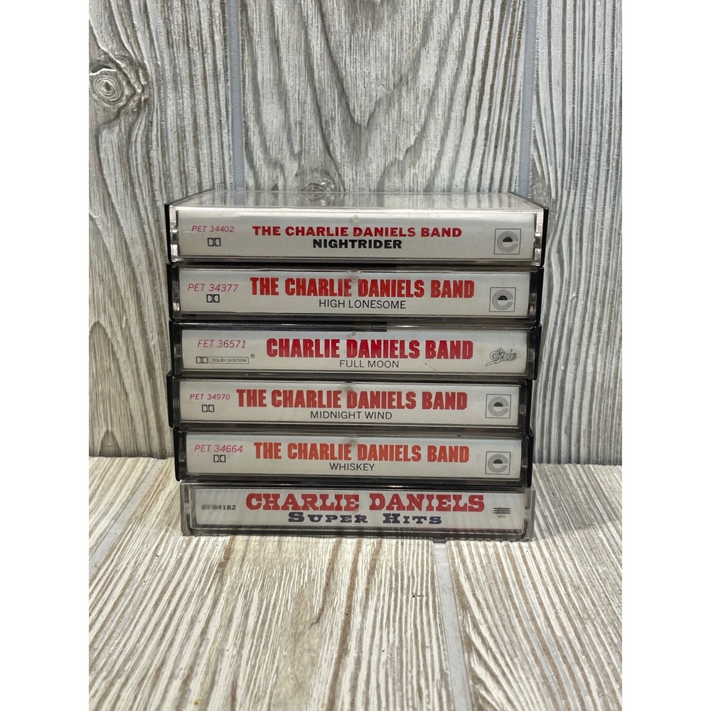 Charlie Daniels Band 6 Cassette Tape Lot Super Hits Midnight Wind Full Moon Epic